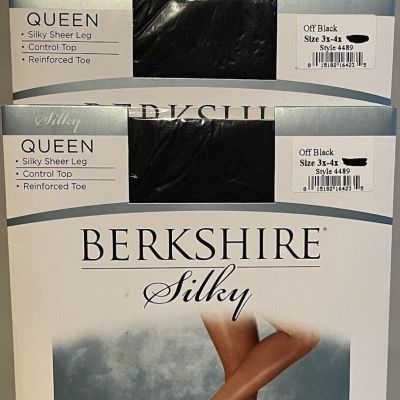 Lot Of 4 New Berkshire Silky Queen Silky Sheer Pantyhose. Size 3x-4x. Off Black